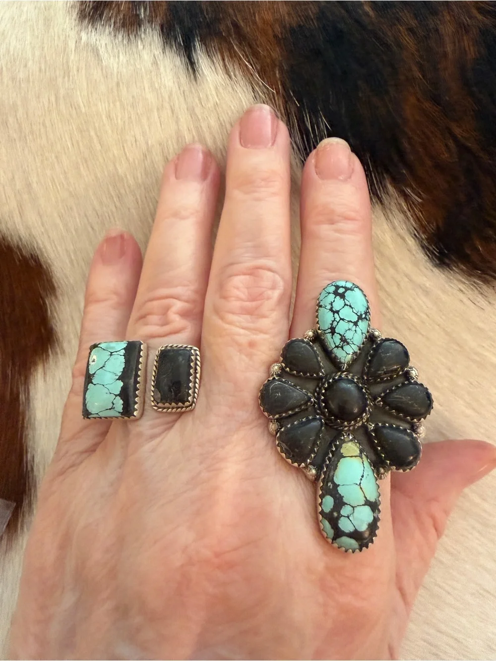 ❤️ High Grade Blue Moon Turquoise Sterling Silver ADJ Statement Ring 16.4 Grams